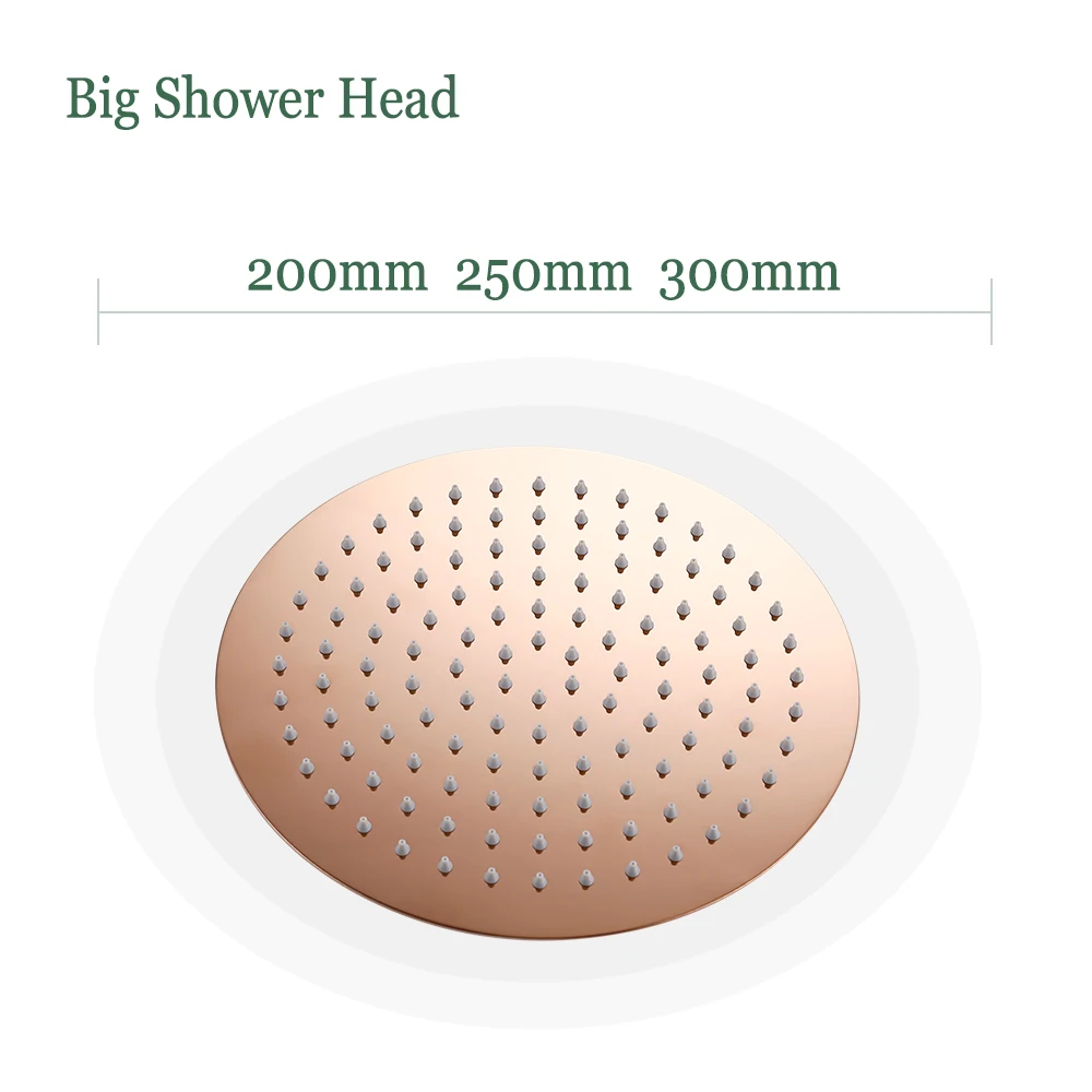 Imagem -05 - Torneira do Banheiro Rose Gold Shower Conjunto Wall Mounted 10 12 Polegada Rainfall Mixer Shower Head Combo com Kit Válvula