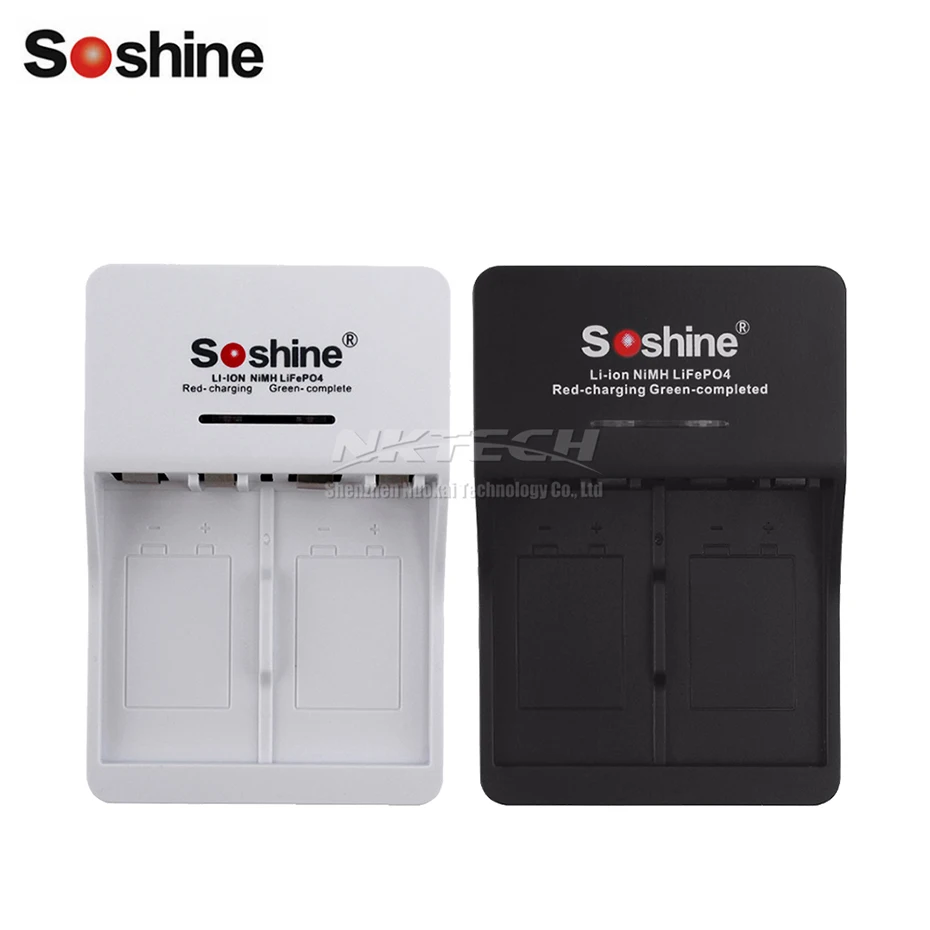 Soshine 9V Li-ion Ni-MH Battery Charger Smart SC-V1 6F22 Rechargeable Lithium LiFePO4 Batteries Chargers 2-Slot Input AC 90-260V