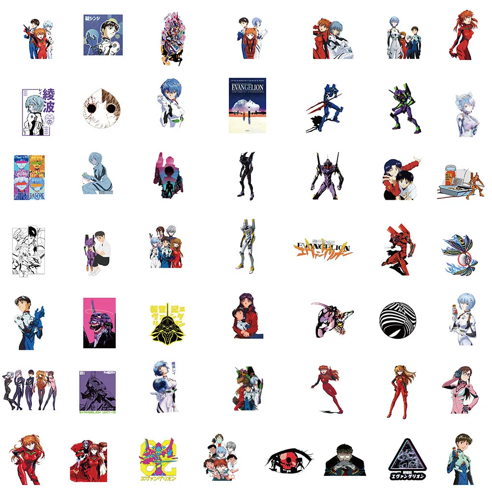 10/50Pcs Japan Evangelion Anime Stickers Cartoon Decal Laptop Suitcase Luggage Skateboard Phone Manga Stickers Scrapbook Toy