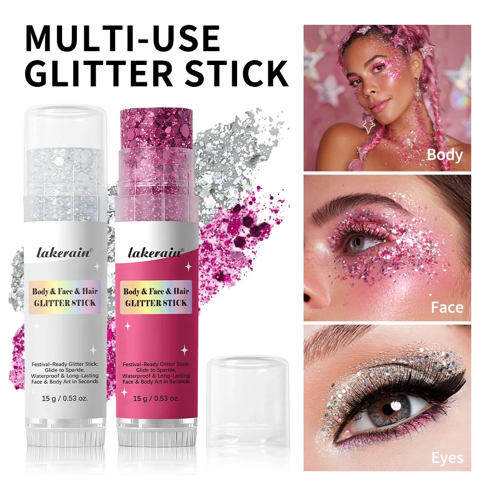 Lakerain Sparkling Gel Highlighter Stick Glanzende Sequin Body & Gezichtsmake-up Glittergel voor Lichaam en Gezicht - afbeelding 2