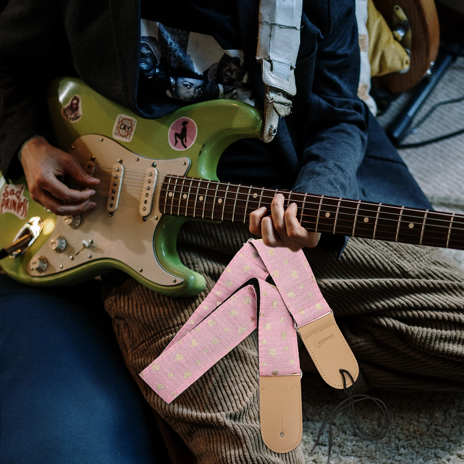 

1pc Guitar Strap Pink Lightweight Adjustable For Acoustic Electric Bass Guitar Universal Fit Instrument Accessory