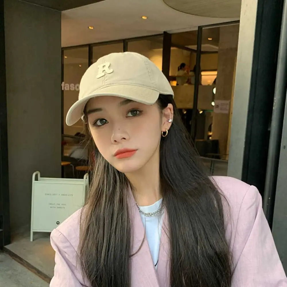 

Retro Embroidered Embroidery Baseball Cap Retro Peaked Cap Letter Baseball Hat Letter R Sunscreen Hat Sun Hat Sports