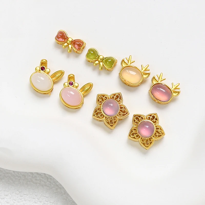 4pcs Copper Gold Plated Color Sargent Straight Hole Bead Isolation Pendant DIY Handmade Jewelry Bracelet Necklace Accessories