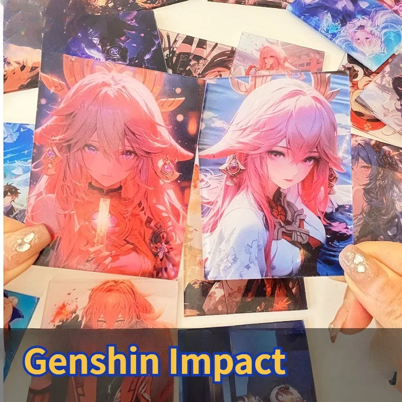 50pcs/set Not Repeating Genshin Impact Acrylic Card Anime Peripheral Collection Ornaments Double Sided Pattern HD Game Card