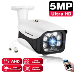 Cámara de vigilancia al aire libre impermeable de 5MP, cámara de seguridad tipo bala LED IR con visión nocturna, detección humana, sistema CCTV AHD DVR