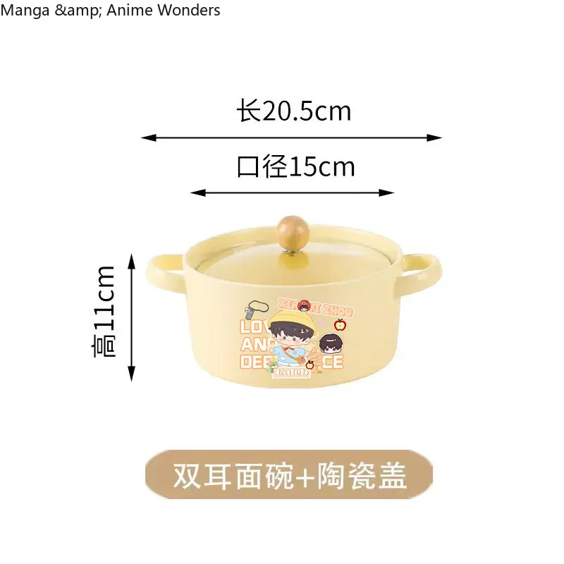 

Cute Love and Deepspace Anime Cos Caleb Zayne Rafayel Xavier Original Ceramics Covered Instant Noodle Bowl Student Suitable Bowl