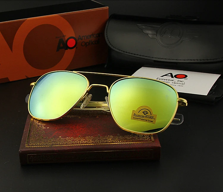 AO Sonnenbrille Mann USA Armee Militär Luftfahrt Pilot Sonnenbrille Glaslinse Frau Luxusmarke Retro Titan Rahmen Hohe Qualität – Detail 12