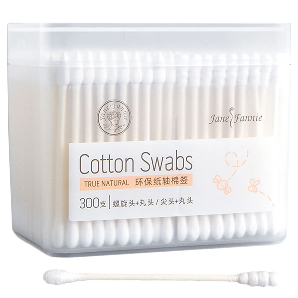 

300pcs of One Set Environment-friendly Cotton Swab Disposable Cotton Swab Double Head Rod Cleaning Swab Stick for Home Travel