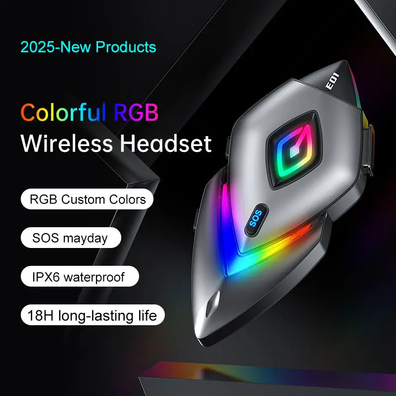 Picture 3: New Product Motorcycle Rider Helmet Headset On-ear Wireless Headphones RGB Fantasy Lighting Effect Bluetooth Function Noice