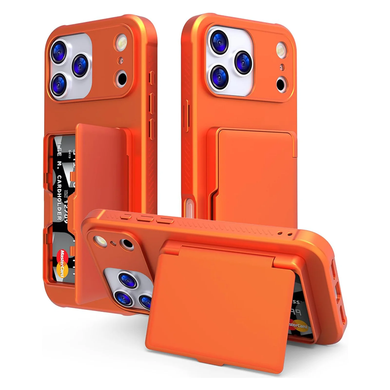

For iPhone 17 Pro Max/17 Pro/17 Air/17 Shockproof Case with Hidden Card Slot & Mirror Stand - Slim Anti-Slip Cover