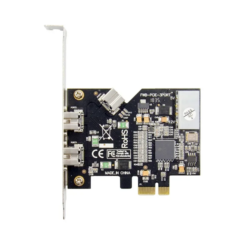 PCIE X1 To FireWire 800 1394B 3 Port Camera Image Video Capture Card adapter Expansion Chip TI XIO2213AZAY 4pin Power Supply