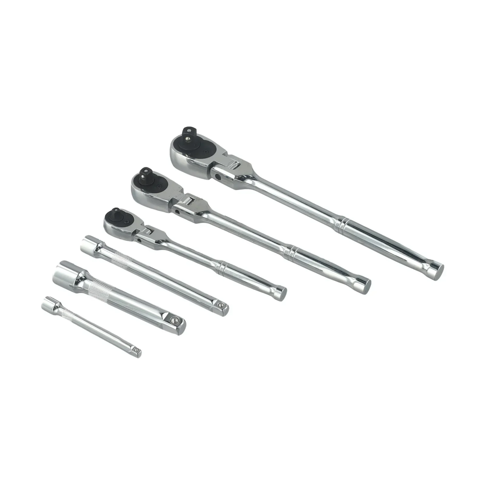 

Swivel Extension Bar Ratchet Wrench Set 6PC 72 Tooth for Flex Head 1/4 3/8 1/2 Inch Drive for Easy Bolt Access