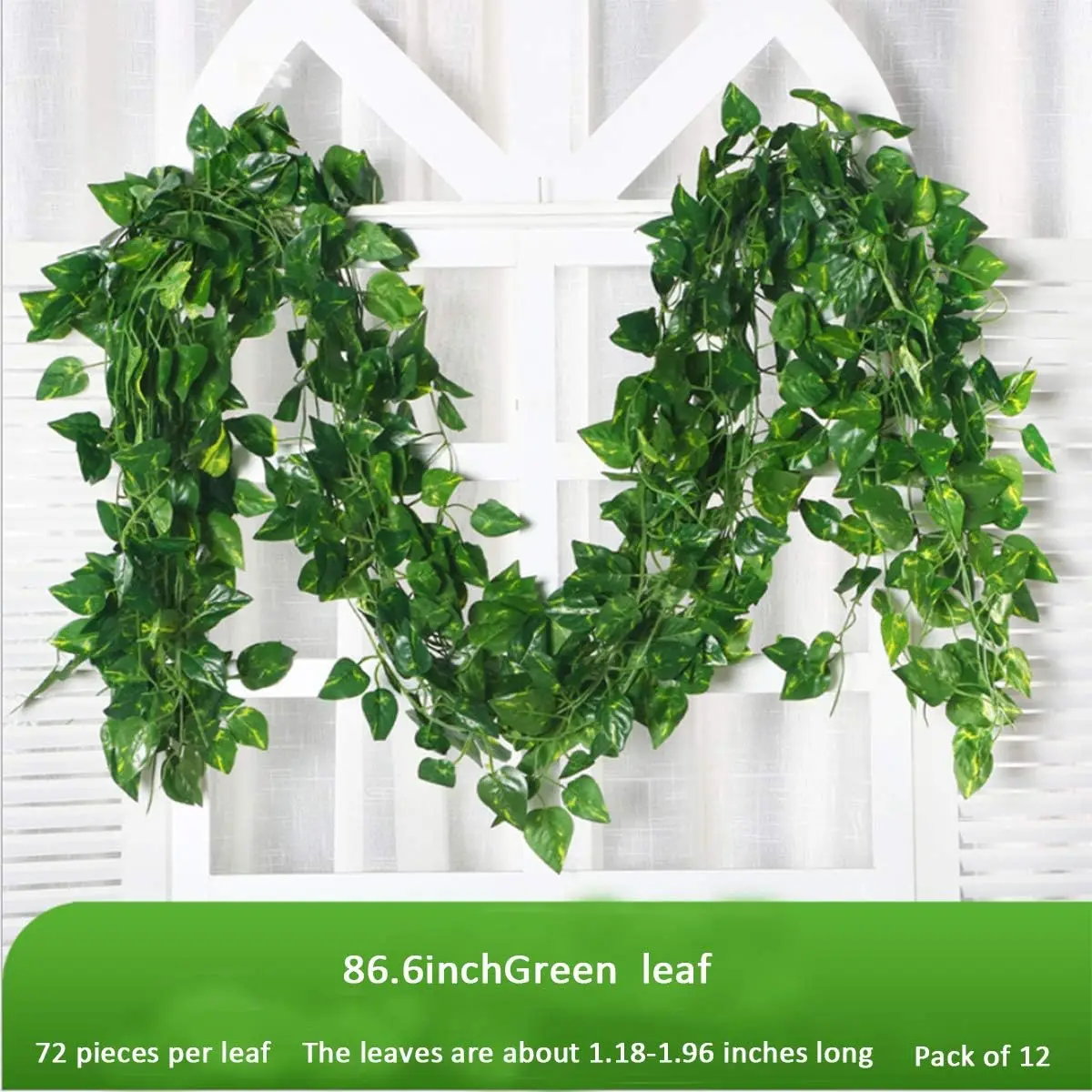 100/2M Artificial Green Ivy Vine Garland Fake Leaf Plants Rattan Hanging Creeper Garlands for Garden Wedding Party Wall Decors - view 4