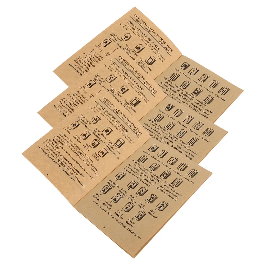 3Pcs Chinese Mahjong Study Guide Handbook for Beginners Illustrated Quick Reference Mahjong Rules Strategies Competition Tips