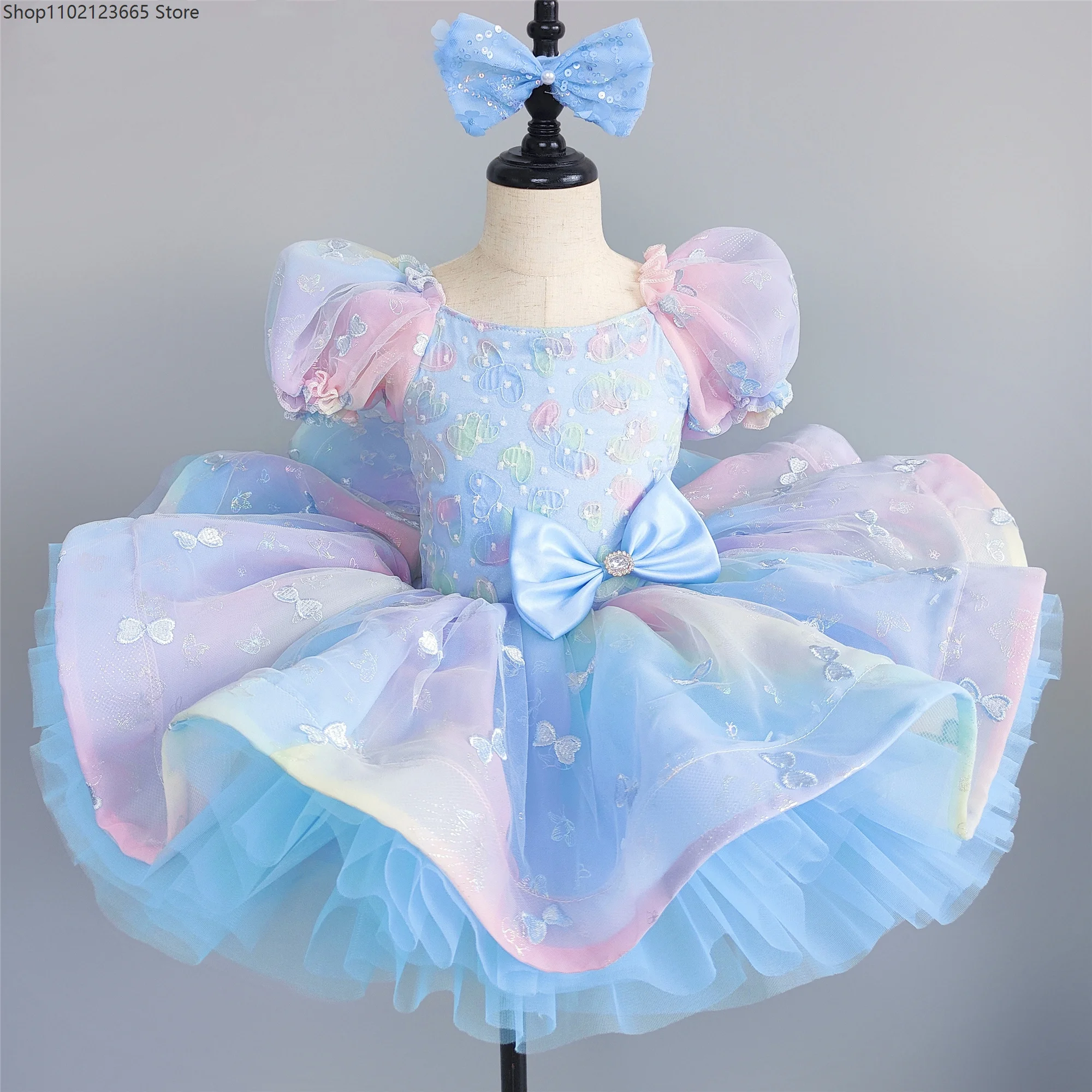 

Chicas' Ballet Leotard Costume Stage Dress Dance Outfit Summer Enfant Cloud Mousse Dress Princess Performance Fairy Puffy Skirt