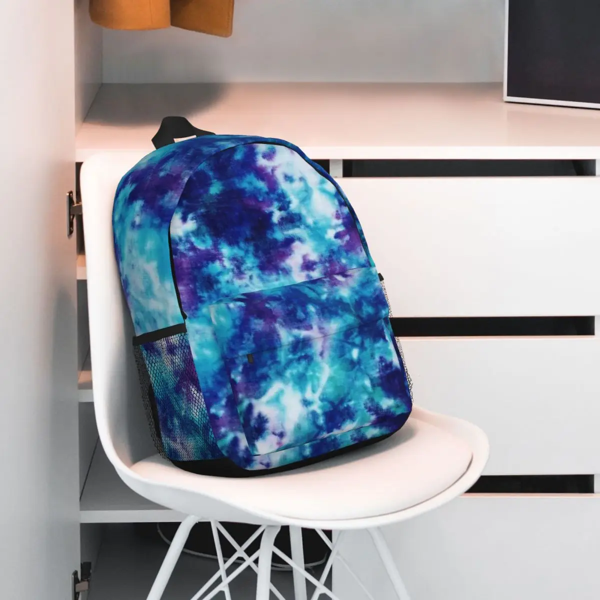 Mochila impermeable con estampado Tie Dye para niños y niñas, bolsa de libros escolares con estampado de Aqua, azul oscuro y morado, nueva moda