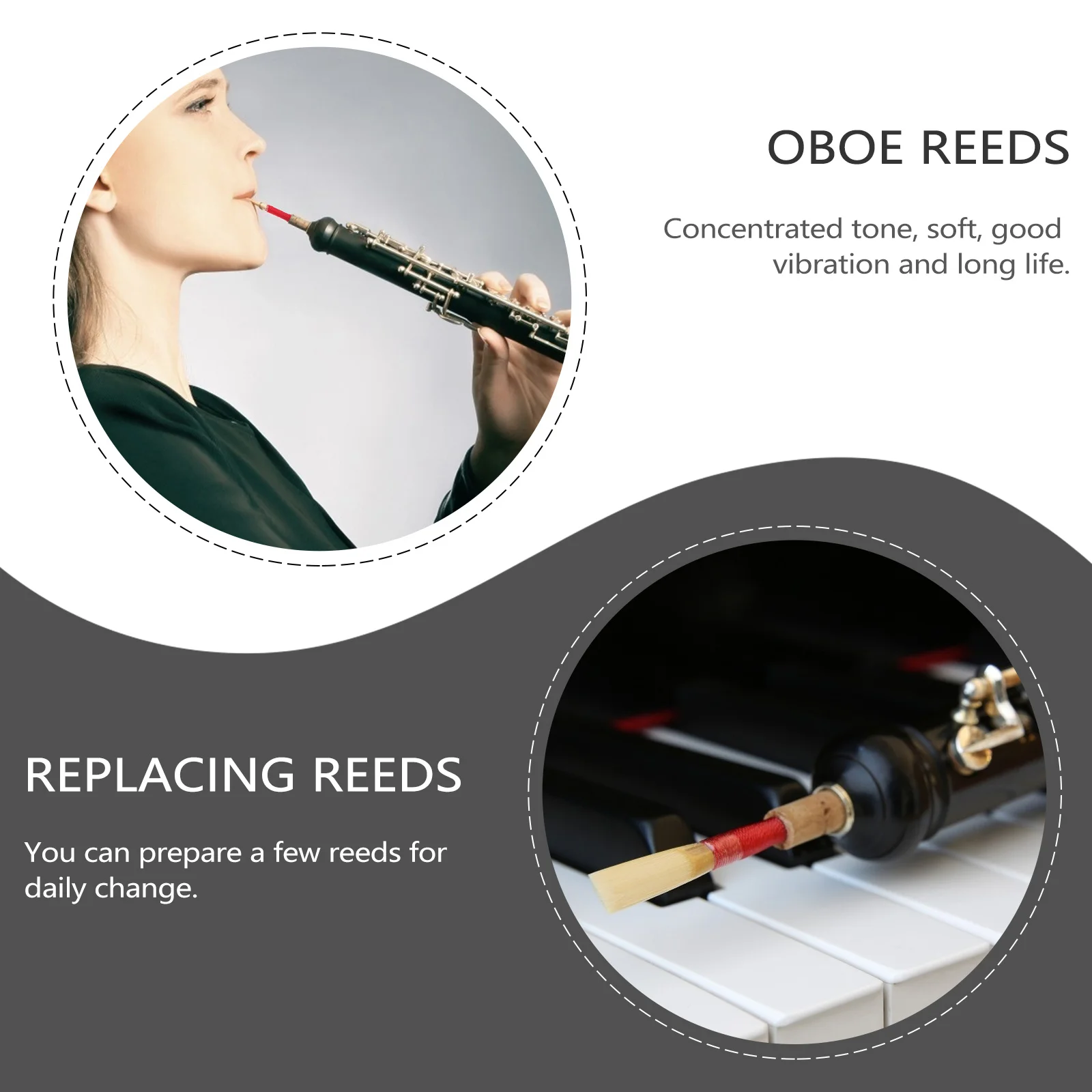 

3Pcs Oboe Reeds Handmade Wooden Replacement Reeds Individually Packed Practical Oboe Accessories for Performers