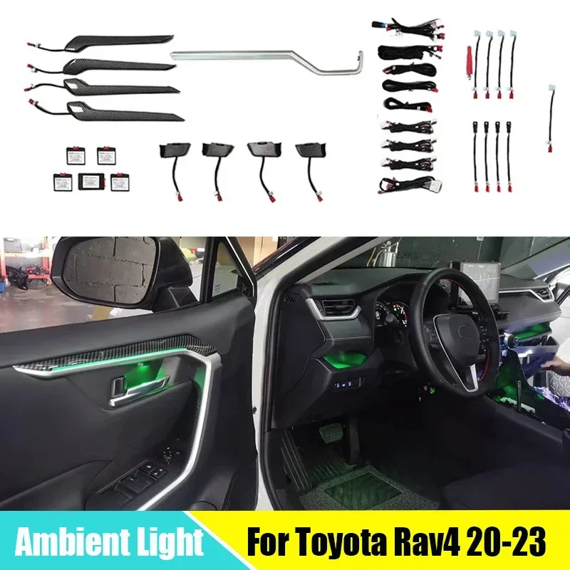 LED Ambient Light For Toyota Rav4 2020-2023 Decorative Light Car Interior Door Door Co-pilot illuminated Strip Footwell Lamp