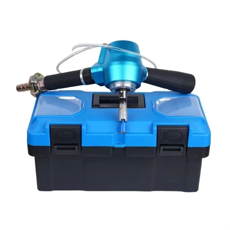 Manual portable air grinder for drill button sharpening