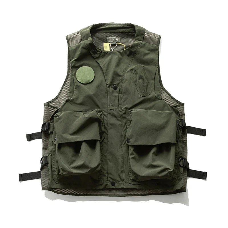 

Осень 2023, новый японский ретро горный функциональный уличный рабочий жилет с несколькими карманами, мужской 100% нейлоновый свободный повседневный жилет, пальто