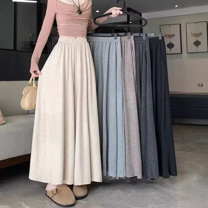 

Широкие брюки Коричневые женские осенние плиссированные спортивные штаны Минималистичные классические брюки с вертикальными деталями для взрослых Highstreet Chic