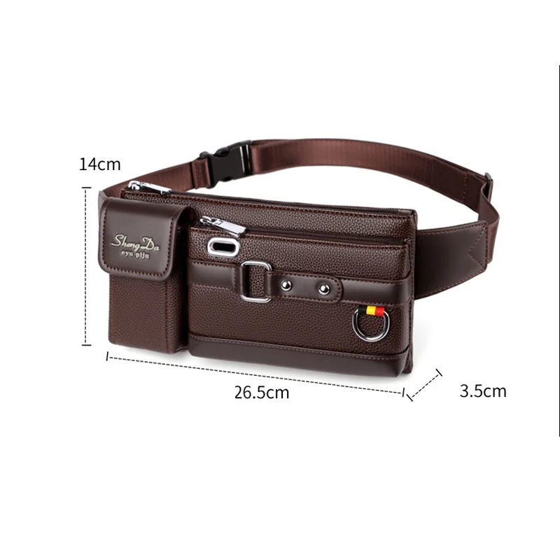 Men Waist Fanny Pack Belt Hip Bag Purse Waterproof Male Shoulder Sling Chest Cross body Bag Leather Travel Fashion Real Cowhide