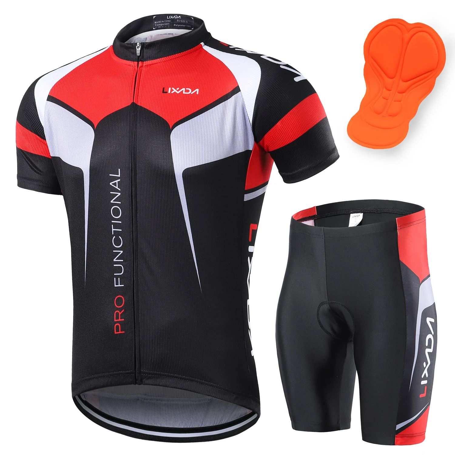 Men Breathable Quick Dry Comfortable Short Sleeve Jersey + Padded Shorts Cycle Clothing Set Riding Sportswear