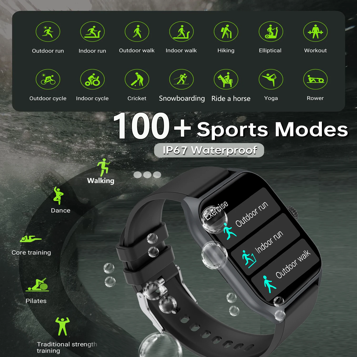 Body Temp Smart Watch for Men and Women, 1.96'' HD Touch Screen Activity Trackers with Text/ Call/ 100+ Sports/ Sleep Monitor