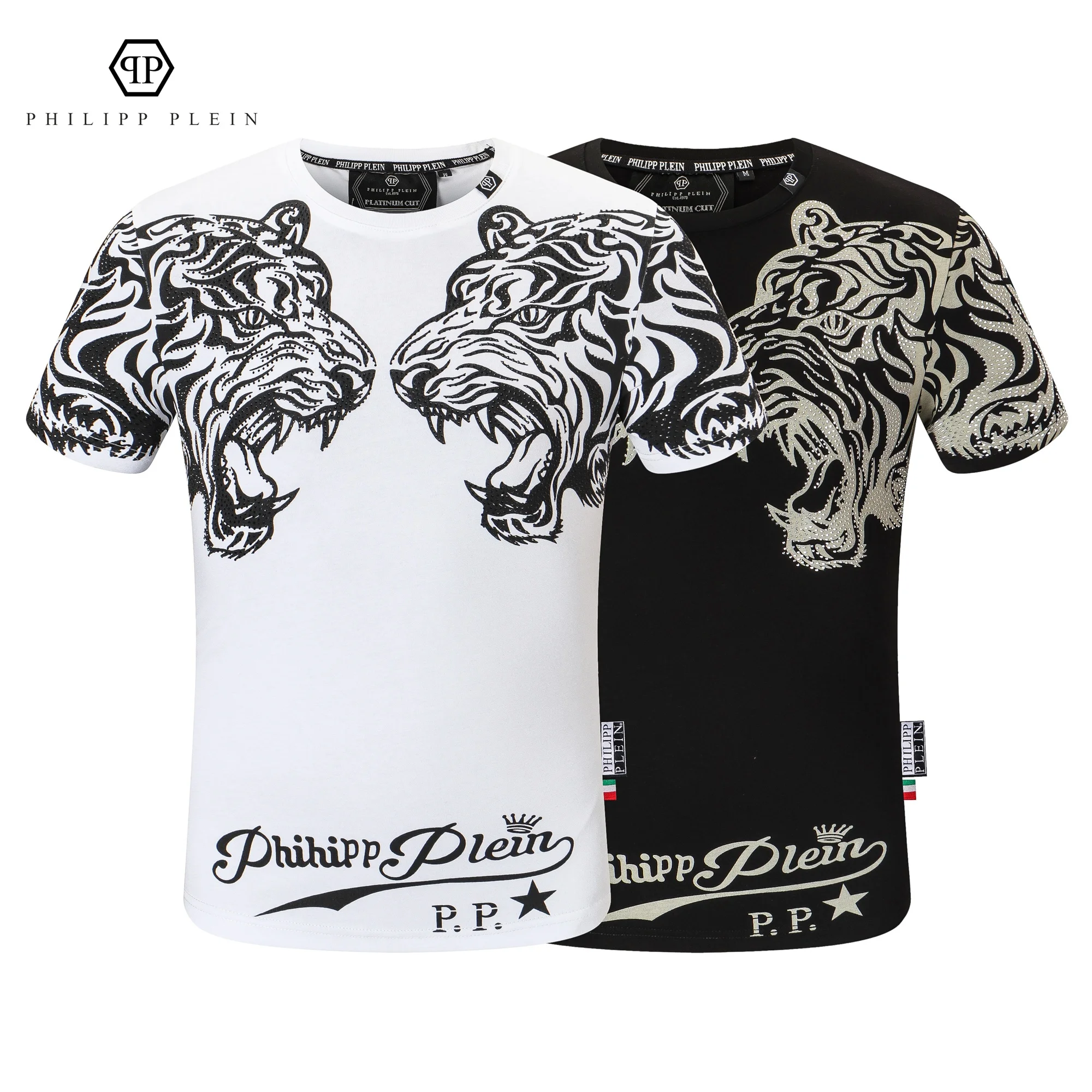 Philipp Plein Original Design Personality Classic Retro Fashion Summer Men's and Women's Hip Hop Diamond Crew Neck shirt Men's Casual Party