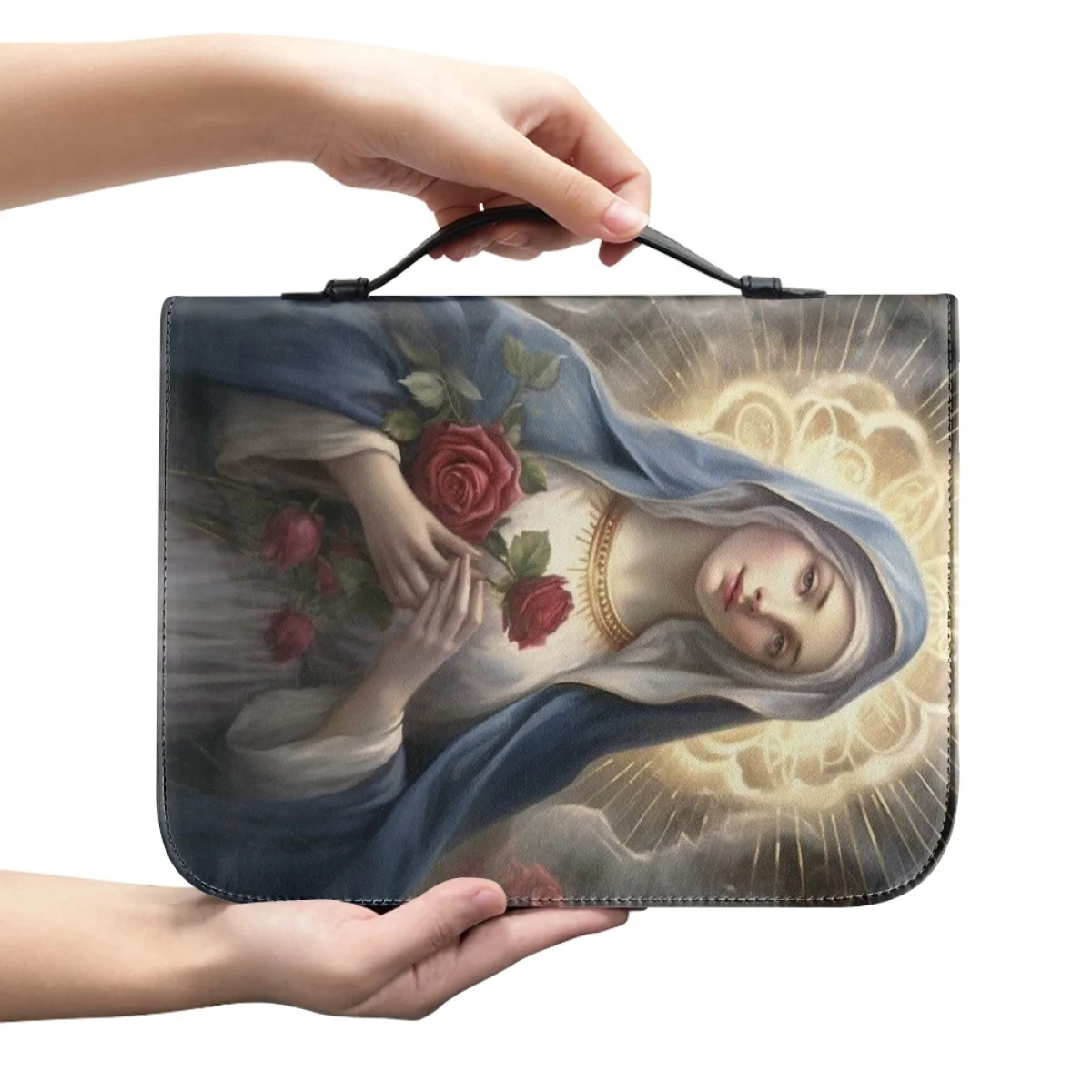 FORUDESIGNS Bible Leather Cover Christians Religion Holy Mary Bible Bag Stylish Leather Ladies Handbag Protecting Bible