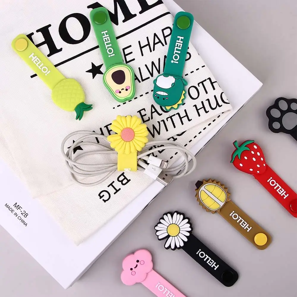 

Cord Wrap USB Cable Storage Fruit Flower Cable Winder Bookmark Data Line Protector Clip Cable Organizer Silicone Cable Winder