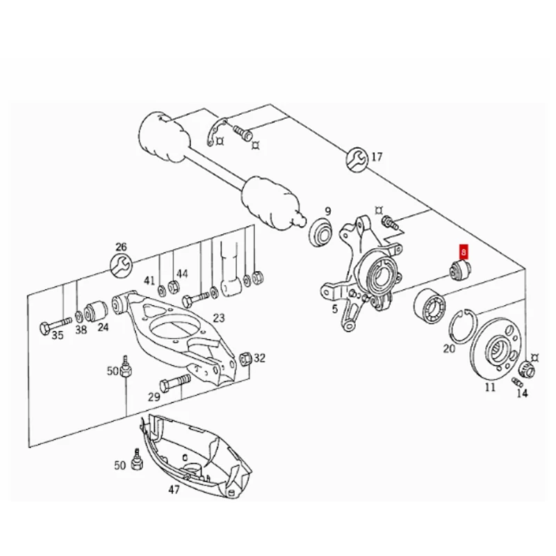 A2043520027 The joint is connected to the suspension control arm of the wheel mount  Me rc ed es Be nz F124 230E 260E 280E