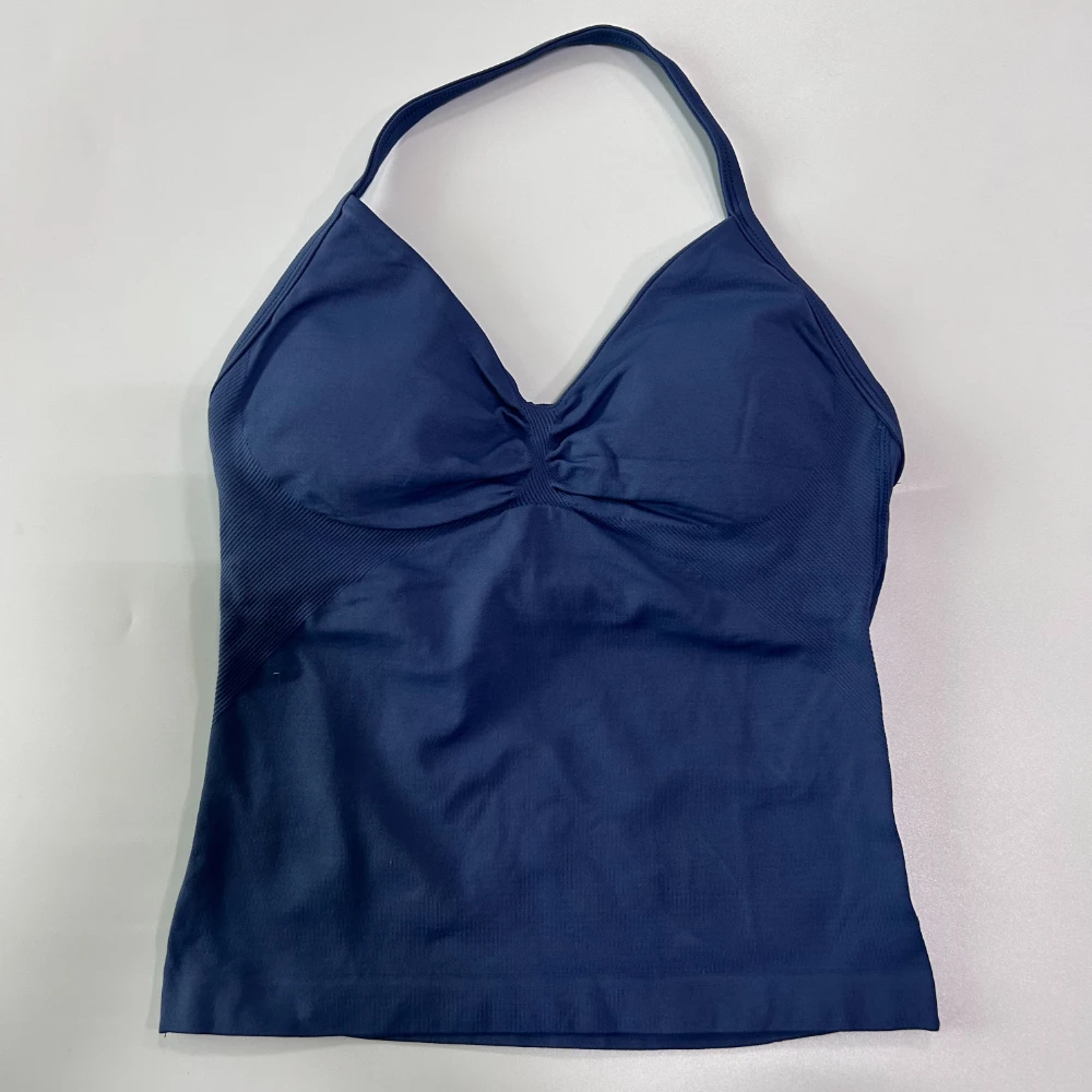 Pericic Longline Strappy Top Damen Nahtloses Yoga-Tanktop mit eingebautem BH, gerafftem Rücken, ärmelloses Shirt, Fitness-Oberteil – Detail 14