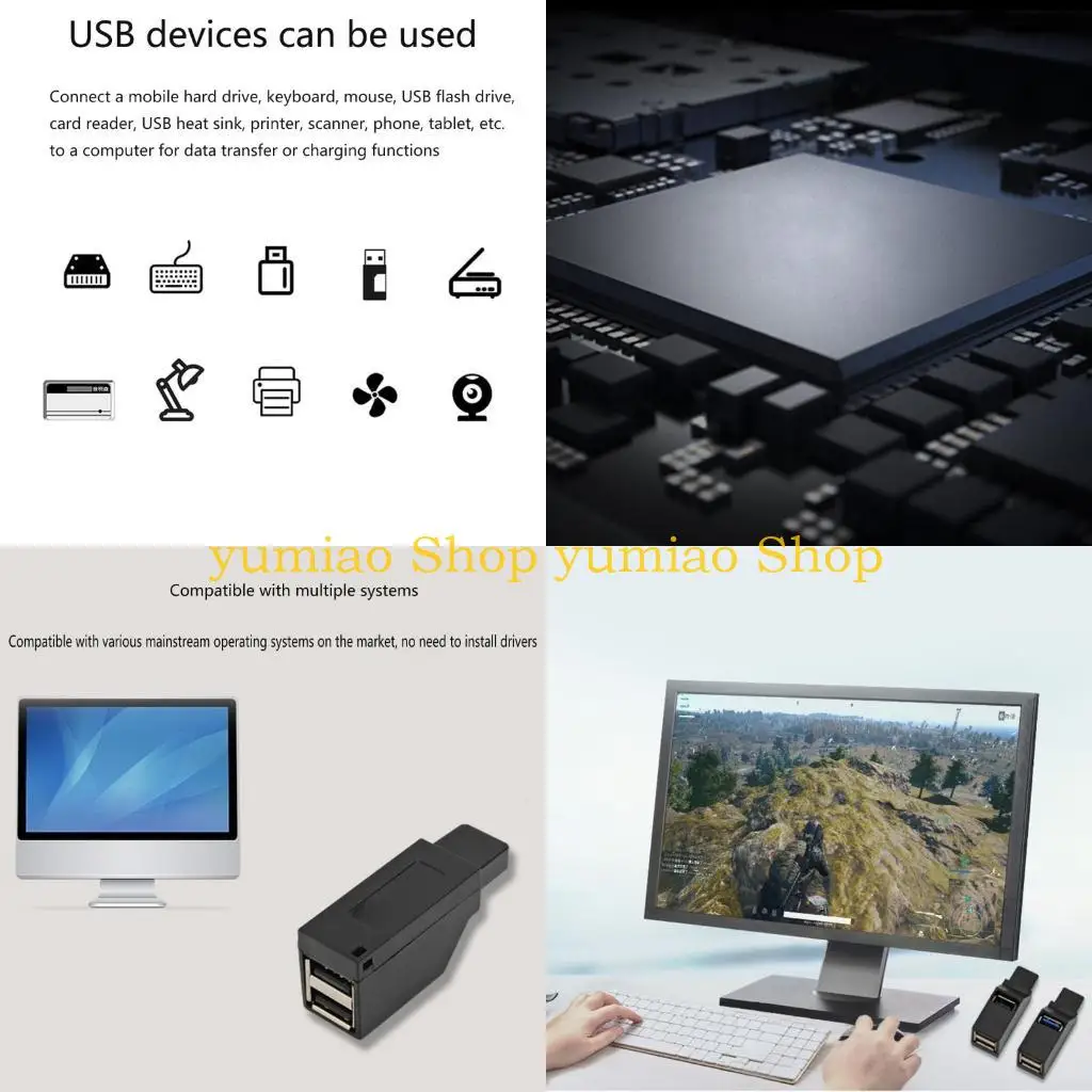 

587B Universal USB Hub Adapter Enhances PC Laptop Phones Connection USB2.0 Splitter