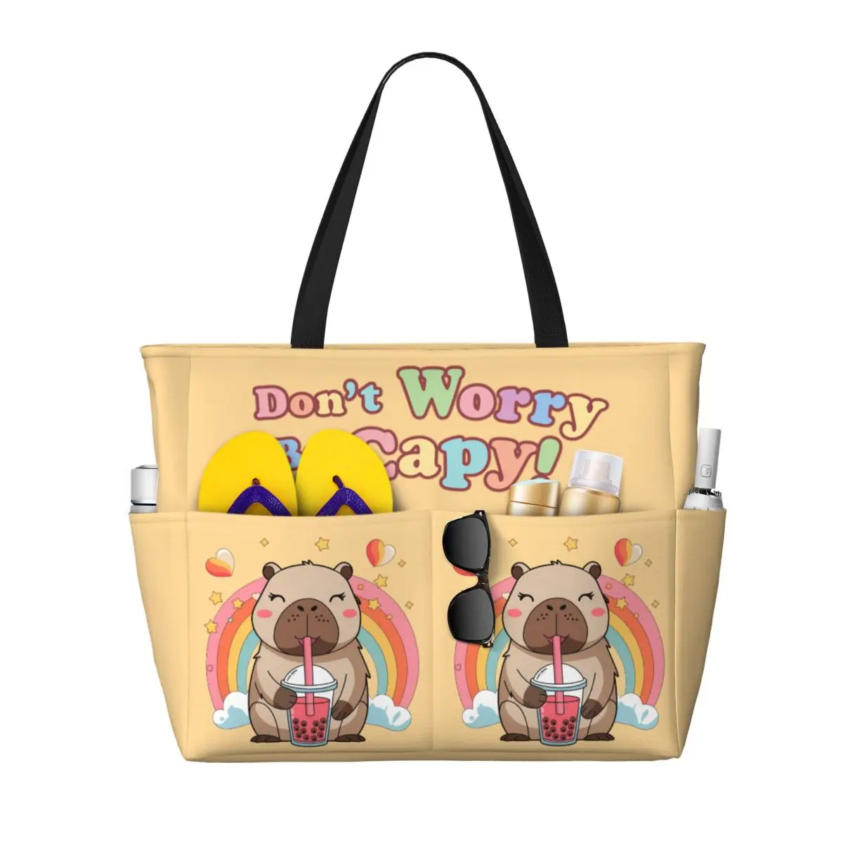 

Custom Cute Capybara Tote Bag for Women Big Capacity Beach Gym Travel Bags