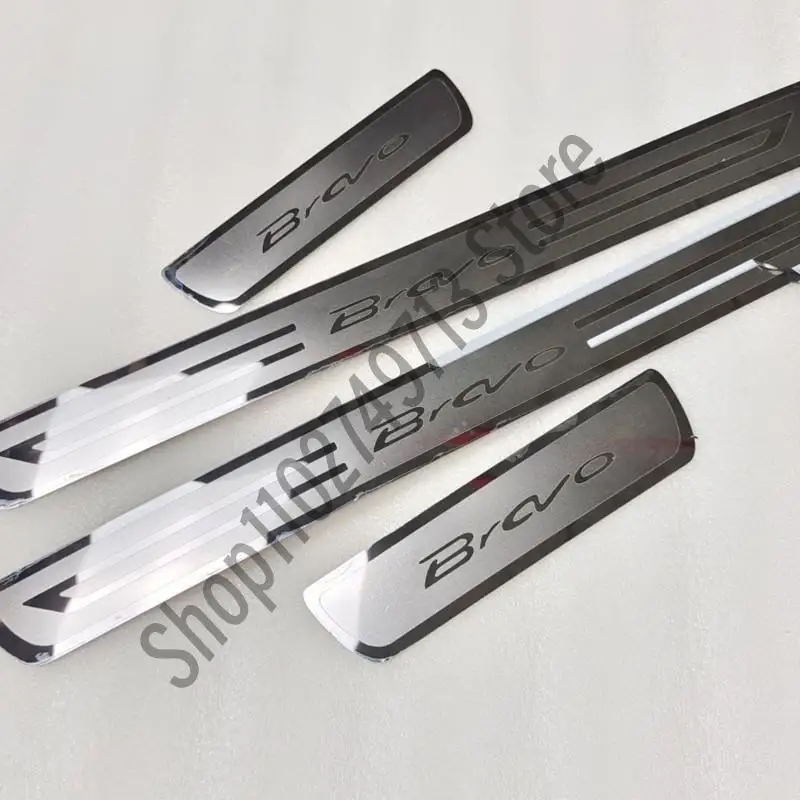 

Car styling scuff plates stainless steel door sill strip welcome pedal auto accessories 4pcs for 2008-2019 Fiat Bravo