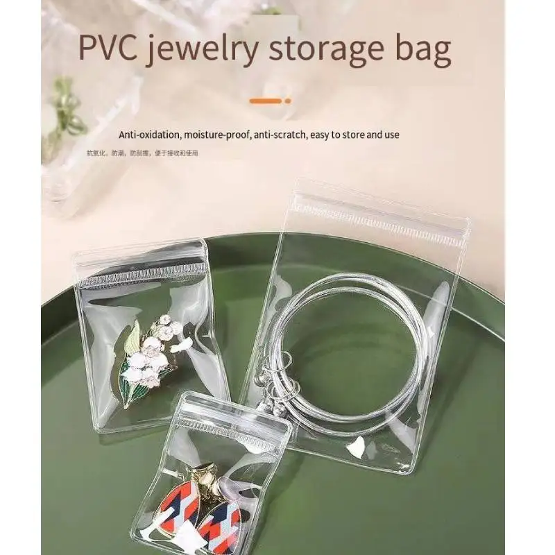 5PCS Anti-oxidation jewelry PVC Ziplock bag Transpare Earrings stud necklace Hand accessories Portable earrings ring storage bag