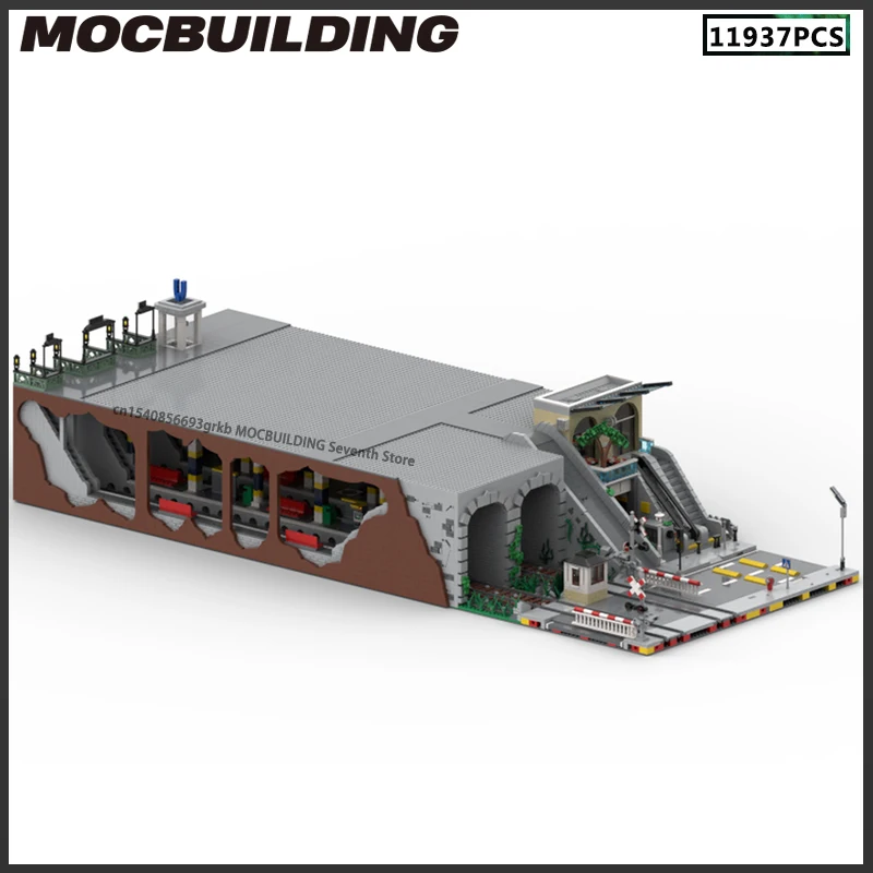 Modular Subway Station and Little Mall MOC Building Block Underground SStreet View Model DIY Assembly Bricks Display Toys Gifts