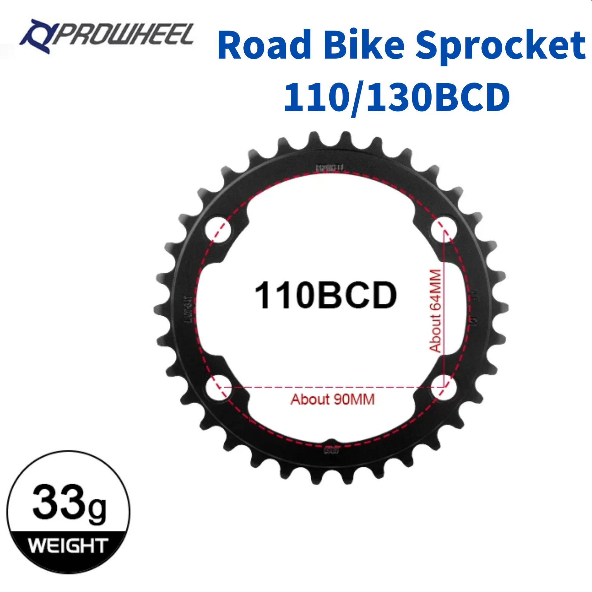 PROWHEEL 110BCD 4/5 Claws Road Bike Chainring 34T/50T Compatible with forShimano FC-R7000/R8000/R9000 Crankset Bicycle Parts