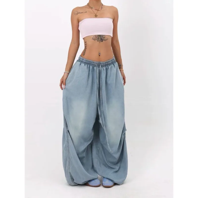 

European and American Versatile Loose Jeans Women 2025 American Retro High Street Wide Leg Loose Pants Trend Ins