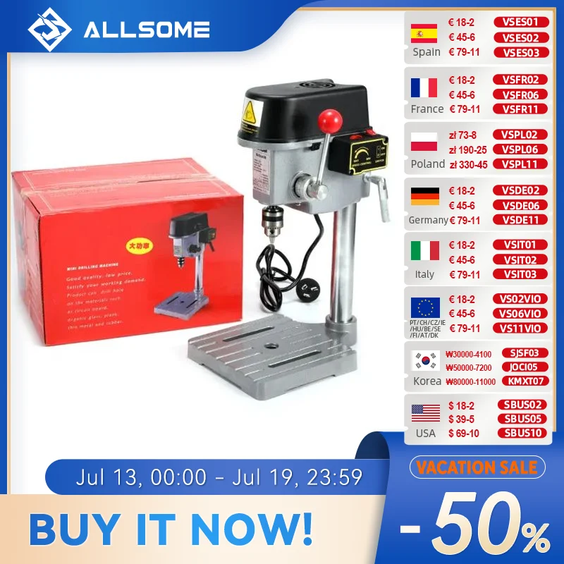 ALLSOME 220V 340W Electric Drill Stand Mini Table Top Bench Drill Stand Holder DIY Bracket Fixed Frame