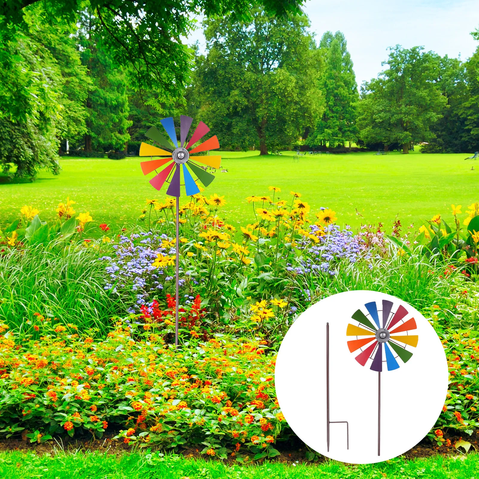 

1 шт. Изысканная садовая ветряная мельница, яркое железное художественное украшение для дня рождения, праздников, вечеринок, декор для улицы, газона, двора