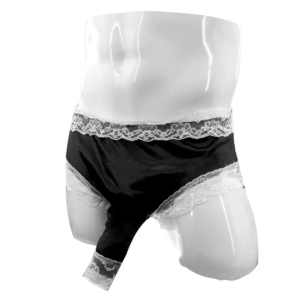 

Men Satin Lace Briefs Underwear Low Rise Elephant Nose Breathable Underpants