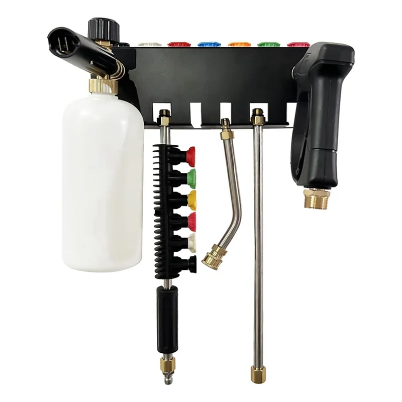 A45F- hogedrukreiniger gereedschaphouder, 7-gaats opbergrek wandmontage voor schuimkanonnen, sproeierkoppunten en toverstaf
