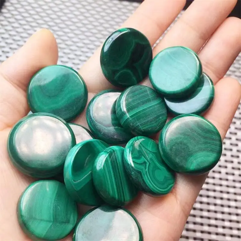 5PCS Natural Malachite Circle Carving Pendant Healing Fashion Gemstone Reiki DIY Jewelry Accessories Holiday Gift 21-13mm