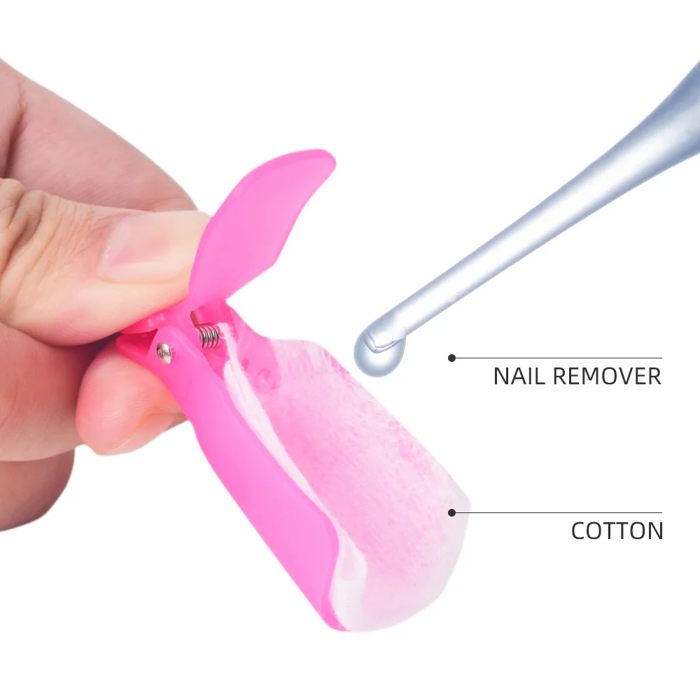 10pcs Nail Acrylic Removal Clip for Remove UV LED Gel Polish Purple Pink Manicure Tools Nail Supplies for Professionals