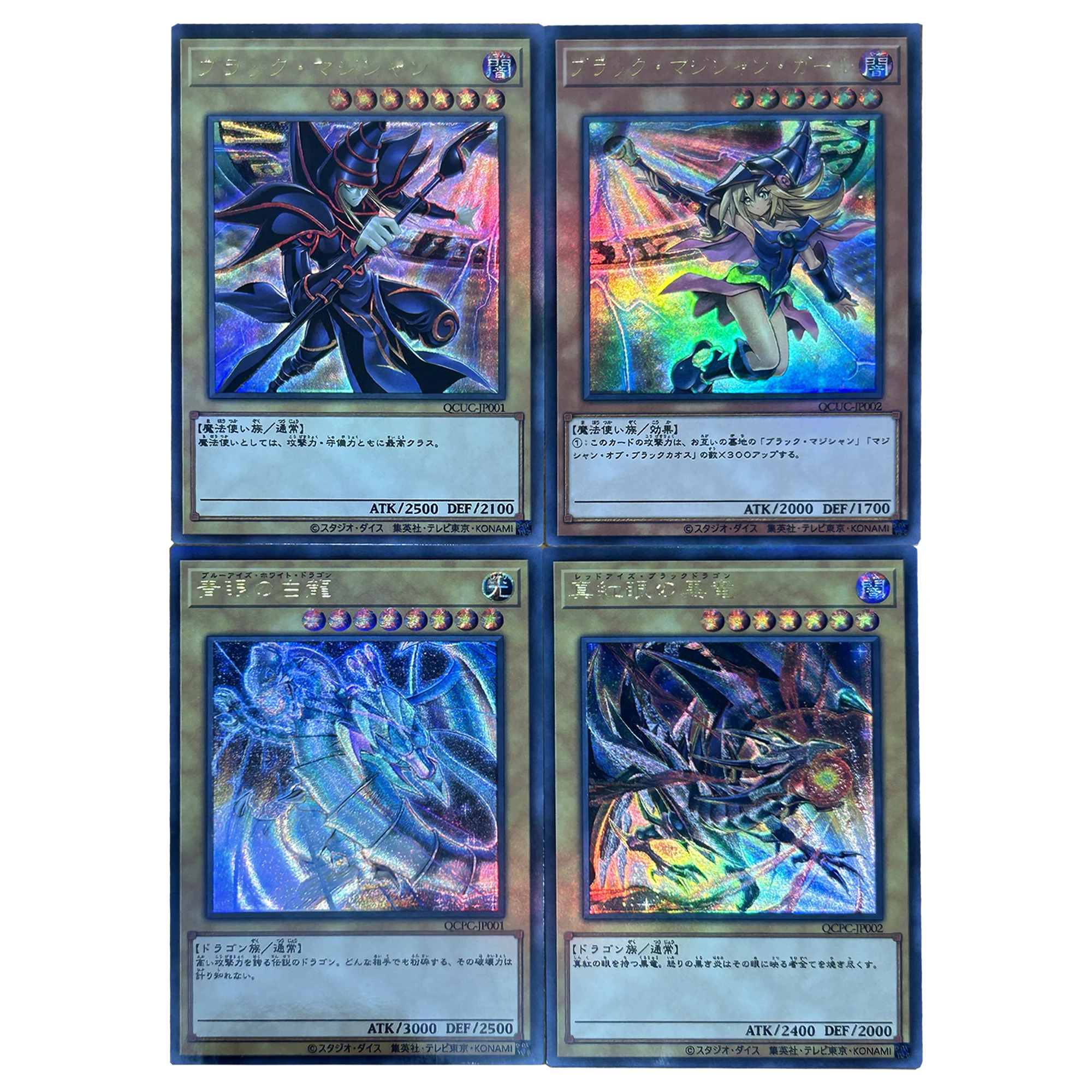 59X86Mm 4Pcs/set Yu-Gi-Oh! Black Magician Girl Blue-Eyes White Dragon Collection Card Coarse Flash Anime Cards Gifts Toys