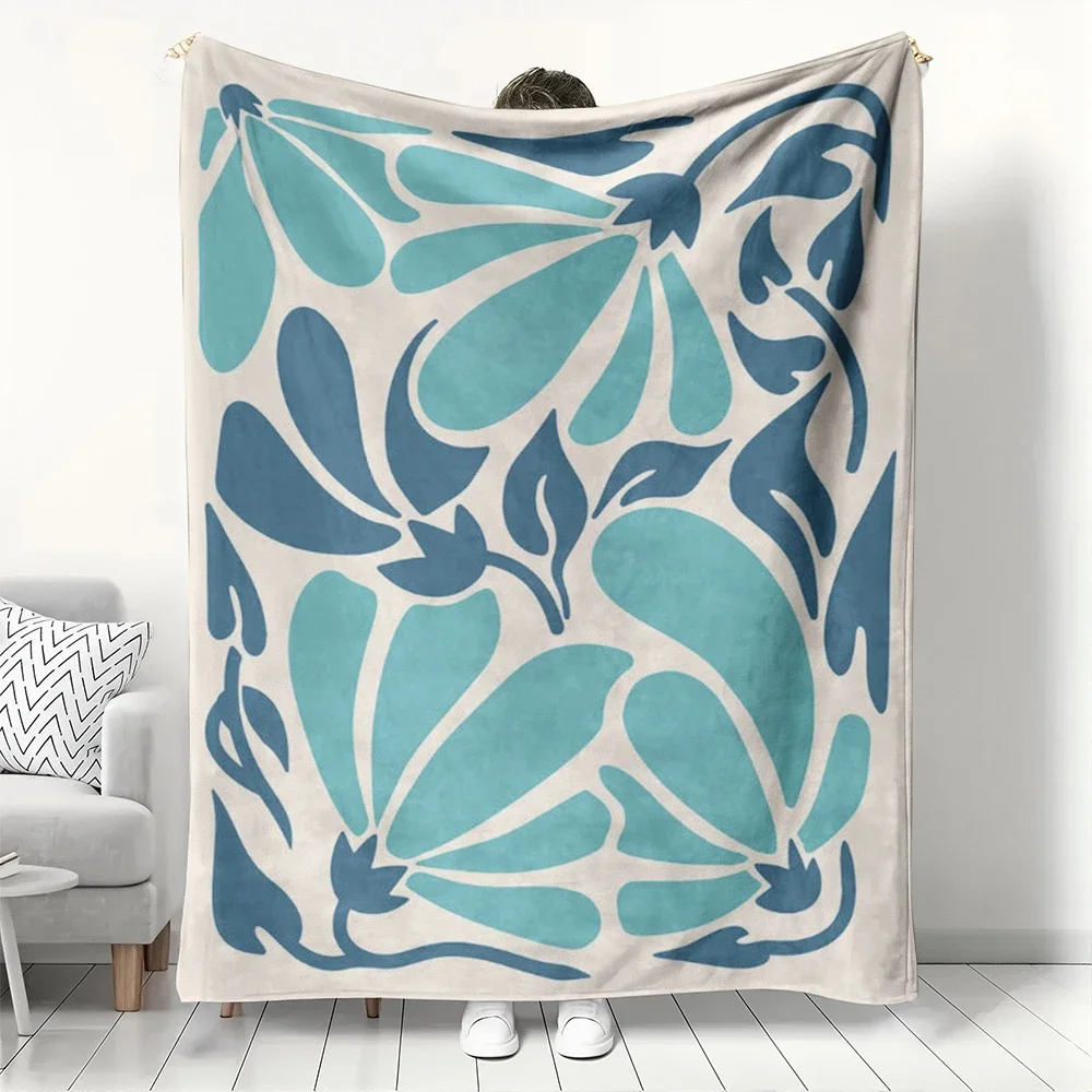 Modern Abstract Leaf Pattern Flannel printed blanket suitable for all seasons suitable for living room office sofa and travel