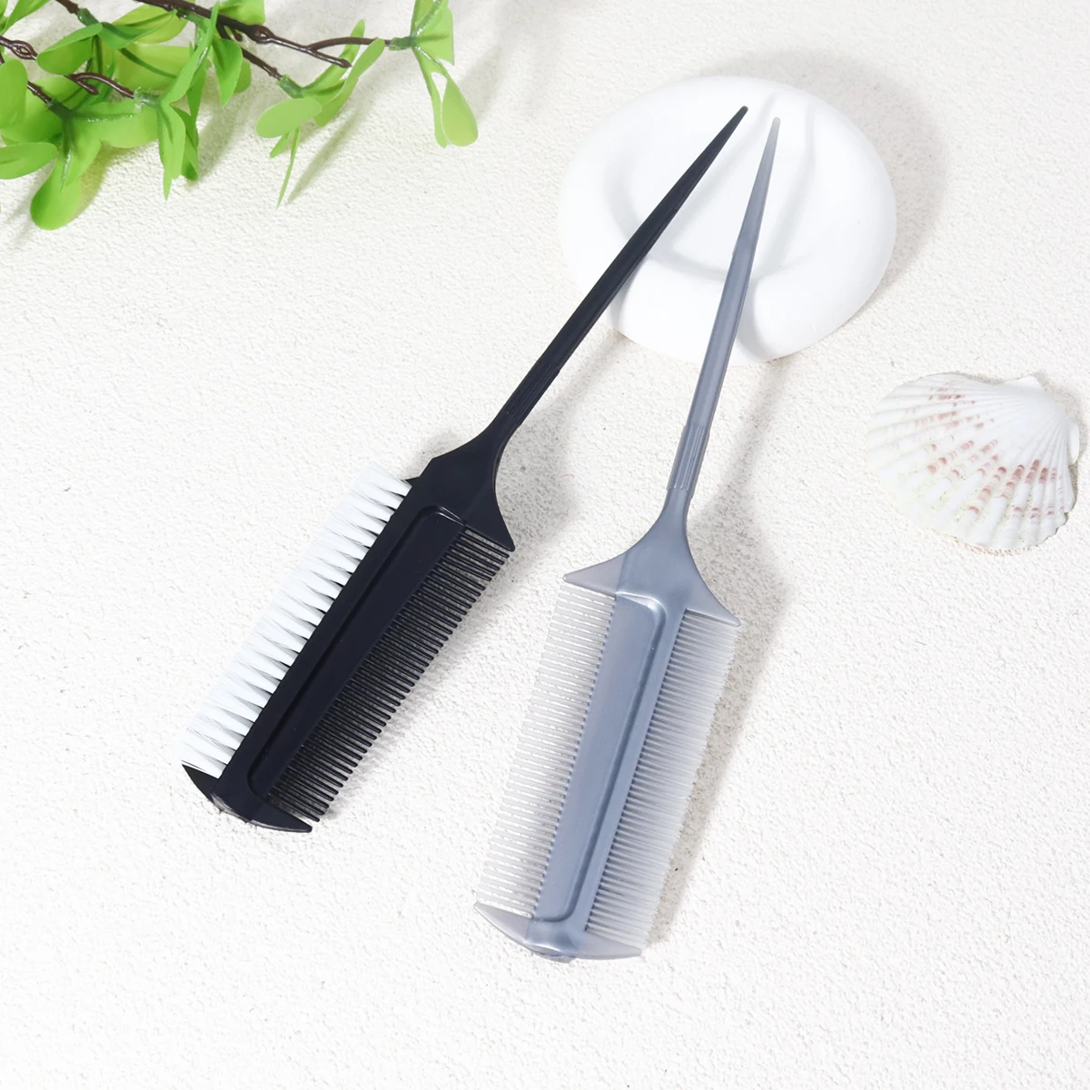 1pcs double-sided hair dye brush with comb - nylon bristles,ABS plastic handle, DIY hair dye tool,Special for real hair wigs