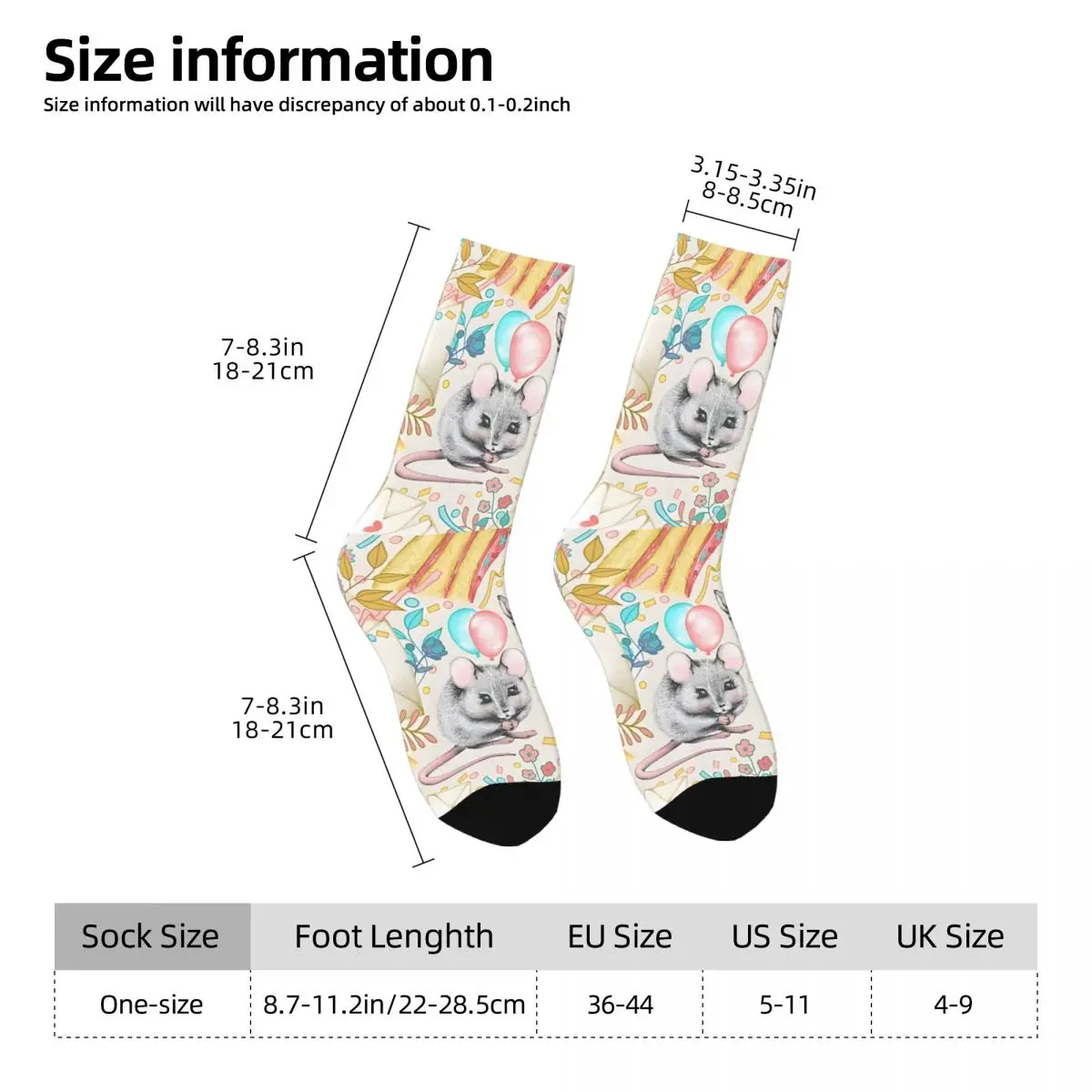 Funny Men's Socks Mouse House Garden Party Vintage Harajuku Street Style Casual Pattern Crew Crazy Sock Gift Printed